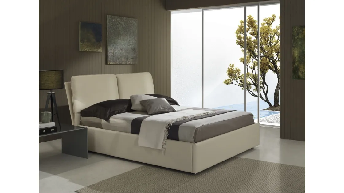 Letto in ecopelle con testiera e contenitore Ambassador di Imba Srl