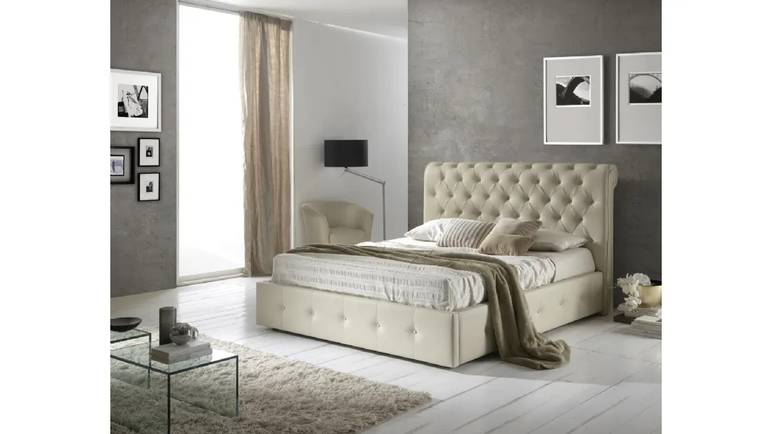 Letto classico in ecopelle trapuntata con testiera Peninsula di Imba Srl