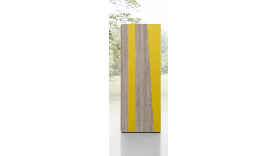 Mobile ingresso Mini 302 in ecowood e laccato giallo di Artigianmobili